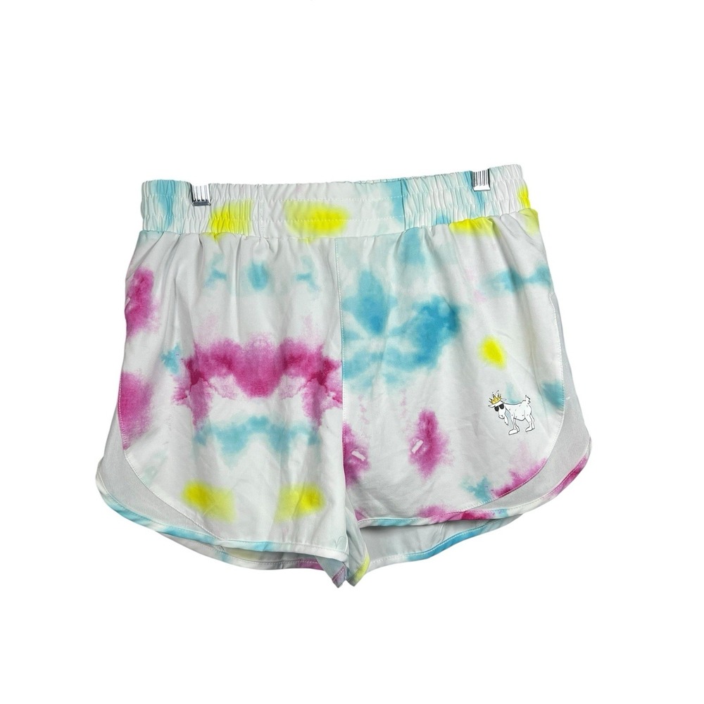 GOAT USA Women's‎ Tie Dye Athletic Shorts Medium Multicolor Elastic Waist Lined